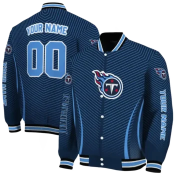 personalized tennessee titans chevron arrow navy varsity jacket fashion forward