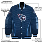 personalized tennessee titans chevron arrow navy varsity jacket best selling