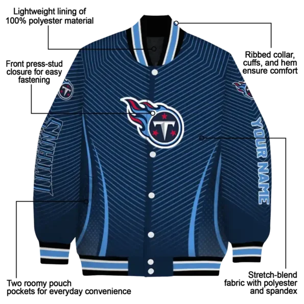 personalized tennessee titans chevron arrow navy varsity jacket new arrival