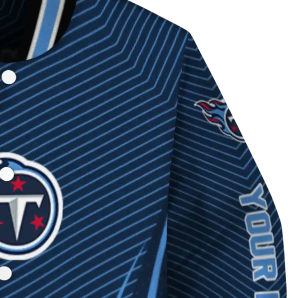 personalized tennessee titans chevron arrow navy varsity jacket premium grade