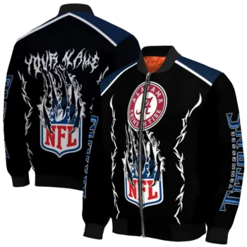 personalized tennessee titans claw blood navy black bomber jacket fashion forward