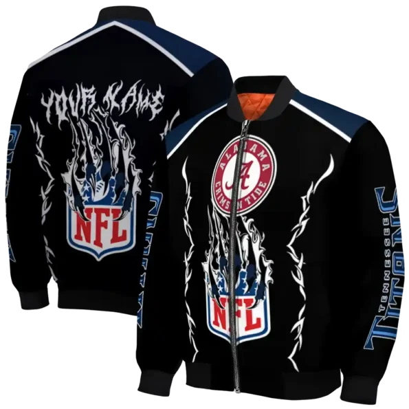 personalized tennessee titans claw blood navy black bomber jacket fashion forward