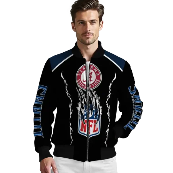 personalized tennessee titans claw blood navy black bomber jacket high quality