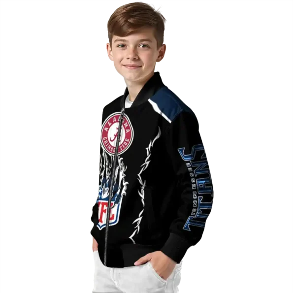 personalized tennessee titans claw blood navy black bomber jacket trendy