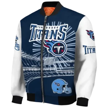 personalized tennessee titans ferris arena navy white bomber jacket best selling