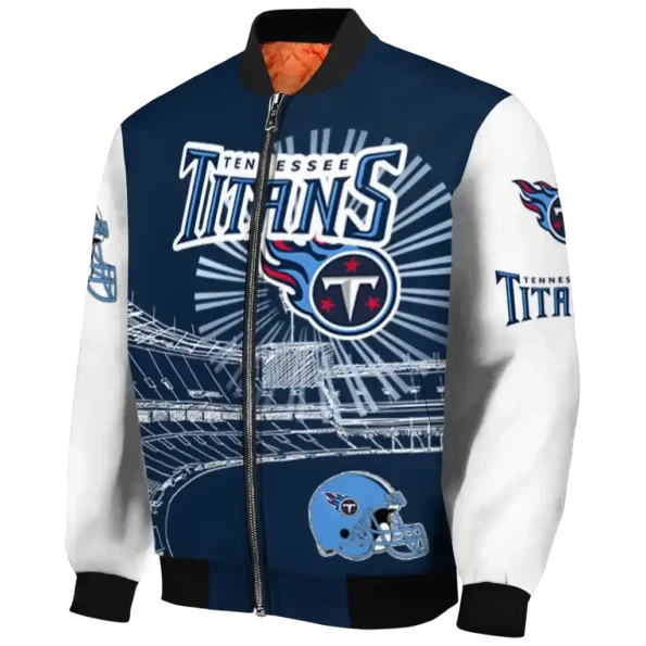 personalized tennessee titans ferris arena navy white bomber jacket best selling