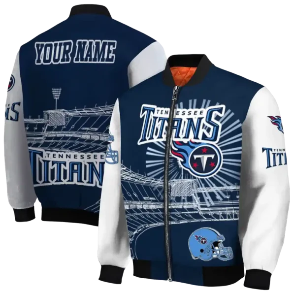 personalized tennessee titans ferris arena navy white bomber jacket fashion forward