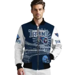 personalized tennessee titans ferris arena navy white bomber jacket best selling