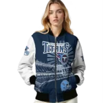 personalized tennessee titans ferris arena navy white bomber jacket best selling