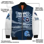 personalized tennessee titans ferris arena navy white bomber jacket best selling