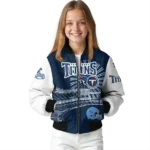 personalized tennessee titans ferris arena navy white bomber jacket best selling