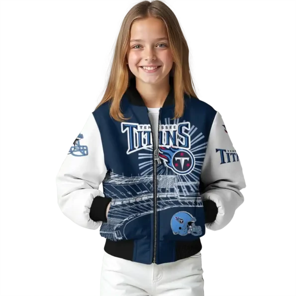personalized tennessee titans ferris arena navy white bomber jacket top rated