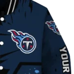 personalized tennessee titans hexagon cluster navy black varsity jacket best selling