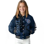 personalized tennessee titans hexagon cluster navy black varsity jacket best selling