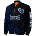 personalized tennessee titans hexagon mesh navy black bomber jacket best selling