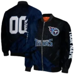 personalized tennessee titans hexagon mesh navy black bomber jacket best selling