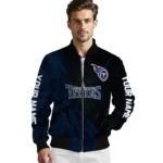 personalized tennessee titans hexagon mesh navy black bomber jacket best selling