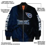 personalized tennessee titans hexagon mesh navy black bomber jacket best selling