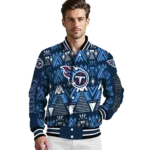 personalized tennessee titans pyramid shapes navy varsity jacket best selling