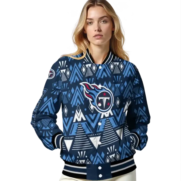 personalized tennessee titans pyramid shapes navy varsity jacket latest model