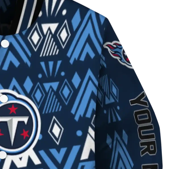 personalized tennessee titans pyramid shapes navy varsity jacket premium grade