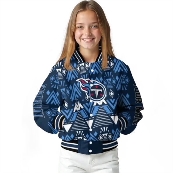personalized tennessee titans pyramid shapes navy varsity jacket top rated