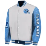 personalized tennessee titans speckled arms navy gray varsity jacket best selling
