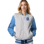 personalized tennessee titans speckled arms navy gray varsity jacket best selling
