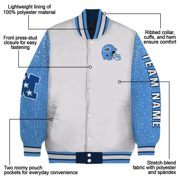 personalized tennessee titans speckled arms navy gray varsity jacket new arrival