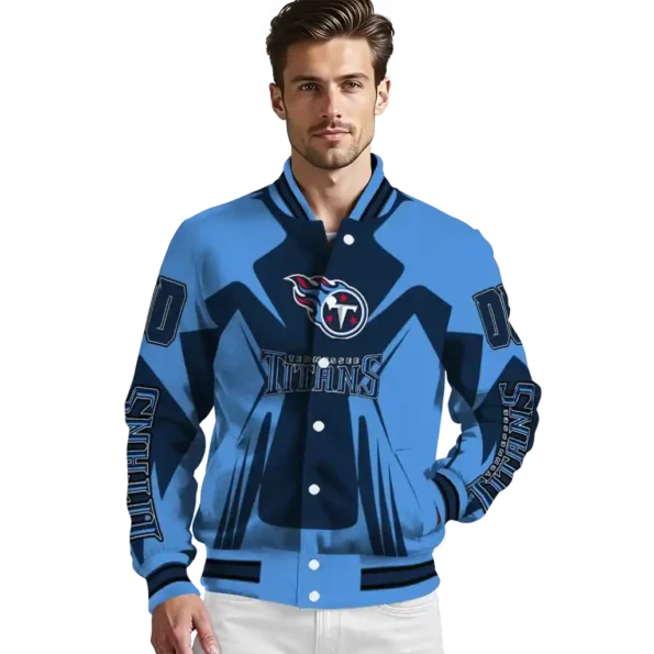 personalized tennessee titans spider mark navy red crocs varsity jacket high quality