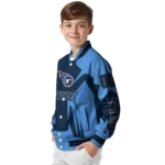 personalized tennessee titans spider mark navy red crocs varsity jacket best selling