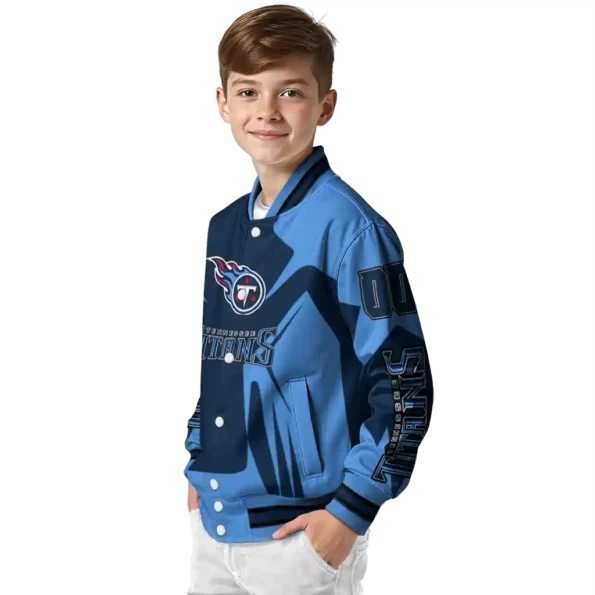 personalized tennessee titans spider mark navy red crocs varsity jacket trendy