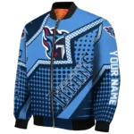 personalized tennessee titans star burst navy bomber jacket best selling