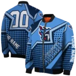 personalized tennessee titans star burst navy bomber jacket best selling