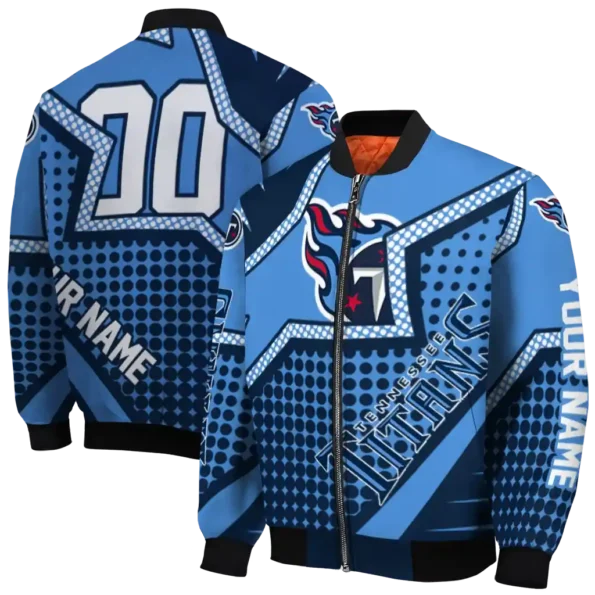 personalized tennessee titans star burst navy bomber jacket fashion forward