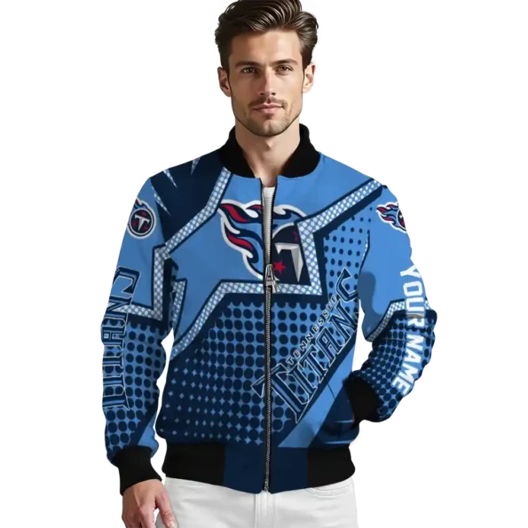 personalized tennessee titans star burst navy bomber jacket high quality
