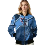 personalized tennessee titans star burst navy bomber jacket best selling