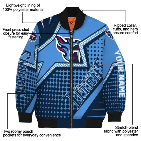 personalized tennessee titans star burst navy bomber jacket new arrival