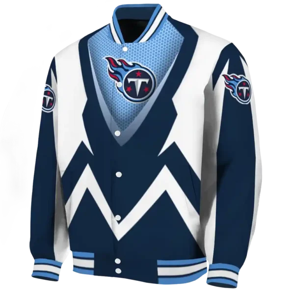 personalized tennessee titans v stripes navy white varsity jacket best selling
