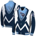 personalized tennessee titans v stripes navy white varsity jacket best selling