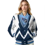 personalized tennessee titans v stripes navy white varsity jacket best selling
