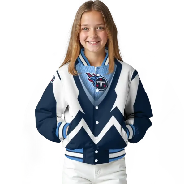 personalized tennessee titans v stripes navy white varsity jacket top rated