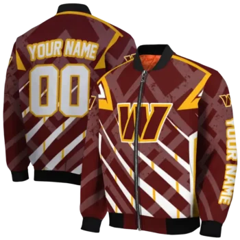 personalized washington commanders chevron angles burgundy bomber jacket fashion forward