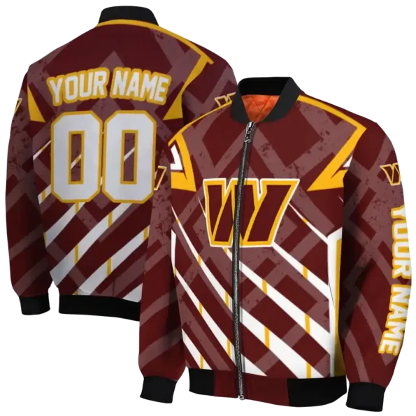 personalized washington commanders chevron angles burgundy bomber jacket fashion forward