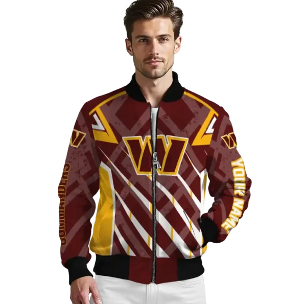 personalized washington commanders chevron angles burgundy bomber jacket high quality