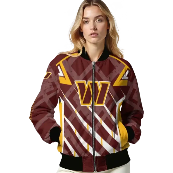 personalized washington commanders chevron angles burgundy bomber jacket latest model