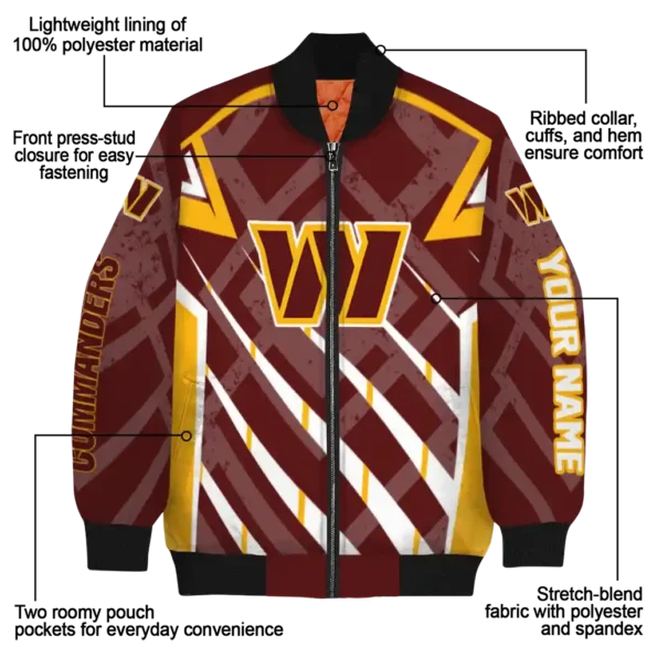 personalized washington commanders chevron angles burgundy bomber jacket new arrival