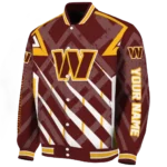 personalized washington commanders chevron angles burgundy varsity jacket best selling