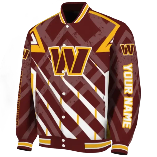personalized washington commanders chevron angles burgundy varsity jacket best selling
