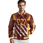 personalized washington commanders chevron angles burgundy varsity jacket best selling